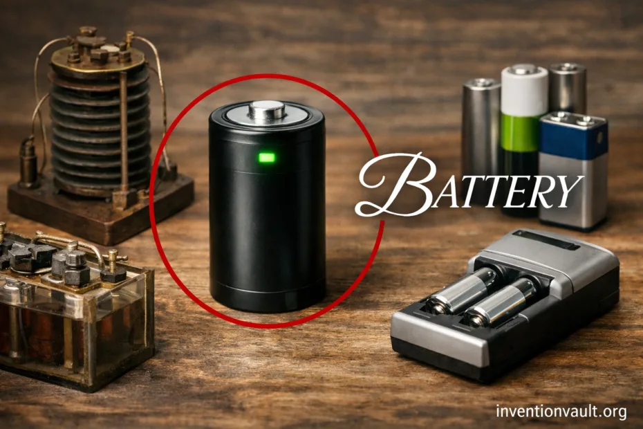 A black portable battery with a green charging indicator showcasing stored energy on demand.