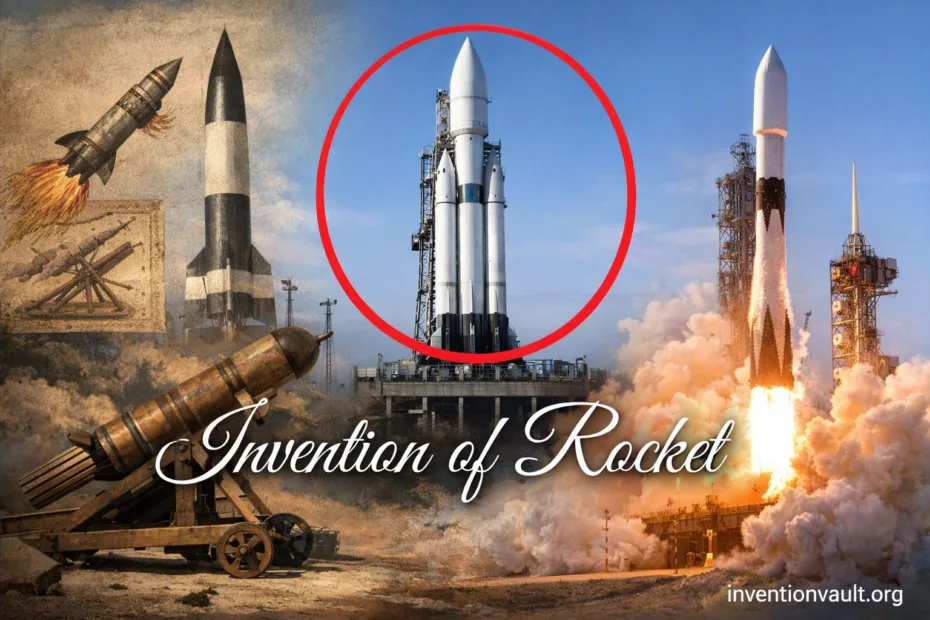A rocket launch with the invention of rocket technology enabling space thrust