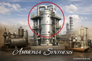 A large industrial reactor used in the invention of ammonia synthesis via the Haber process.
