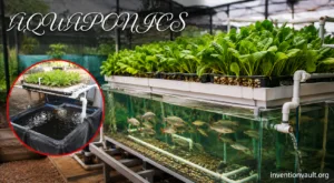 A modern aquaponics system combines fish tanks and plant beds for sustainable fish and vegetable farming.