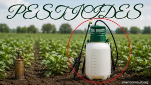 A farmer using a pesticide sprayer to protect crops in a field.