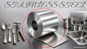 Sharp image of stainless steel roll used in manufacturing that was invented by Harry Brearley in 1913.