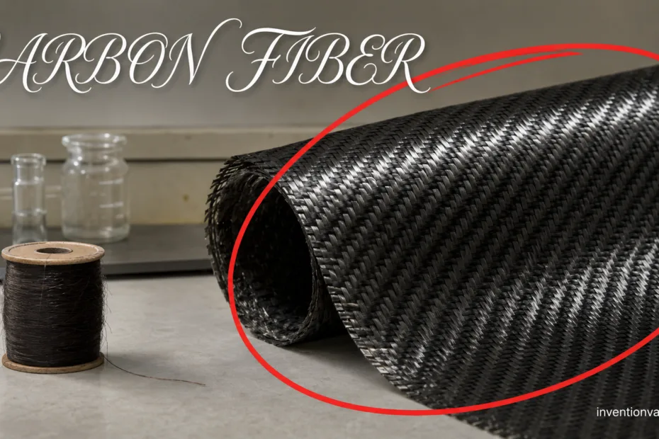 Innovative carbon fiber material showcasing its lightweight high strength properties in a sleek roll.