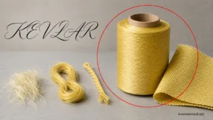 fibrous Kevlar yarns and spool demonstrating the invention of strong, durable fiber by Stephanie Kwolek