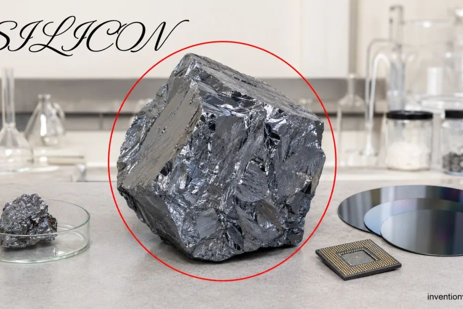 Silicon crystal used as the foundation for modern semiconductors in the invention of silicon technology.