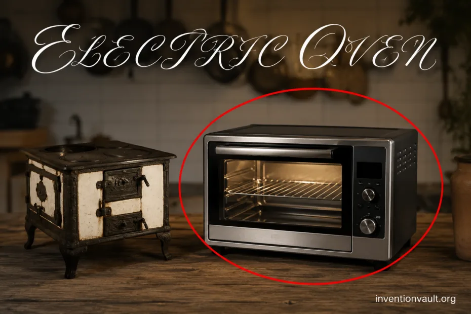 Vintage electric oven with modern design showcasing the evolution of home baking appliances.