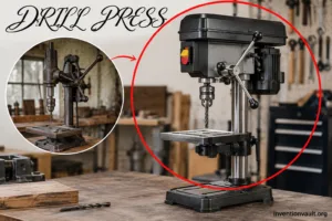 Federal drill press used for precise and large-scale drilling in workshop settings.
