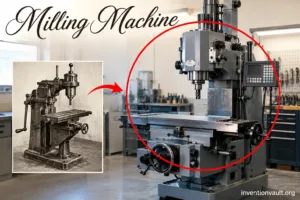 Modern milling machine used for precise metal cutting in manufacturing processes.